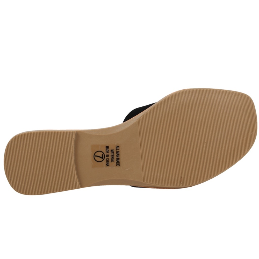 Coffee Open Toe Slip On Flat Sandal - Picture 5 of 6